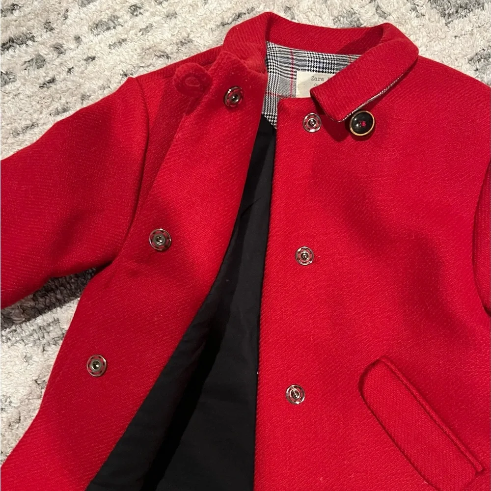 Zara red girls wool coat - Picture 3 of 5